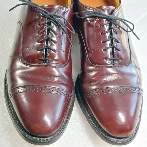 Johnston & Murphy Aristocraft Burgundy Leather Cap Toe Oxfords Mens 10 Good Cond - Picture 11 of 15